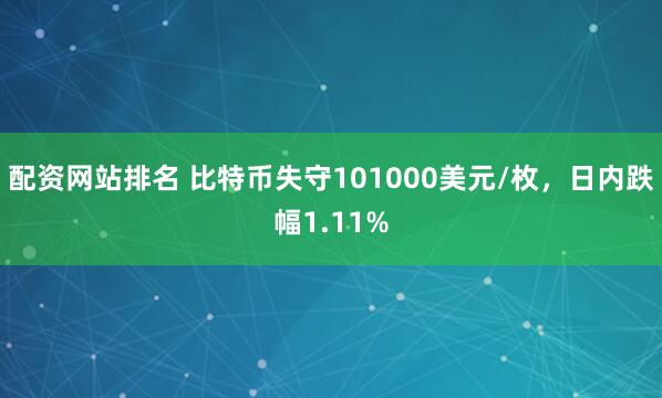配资网站排名 比特币失守101000美元/枚，日内跌幅1.11%